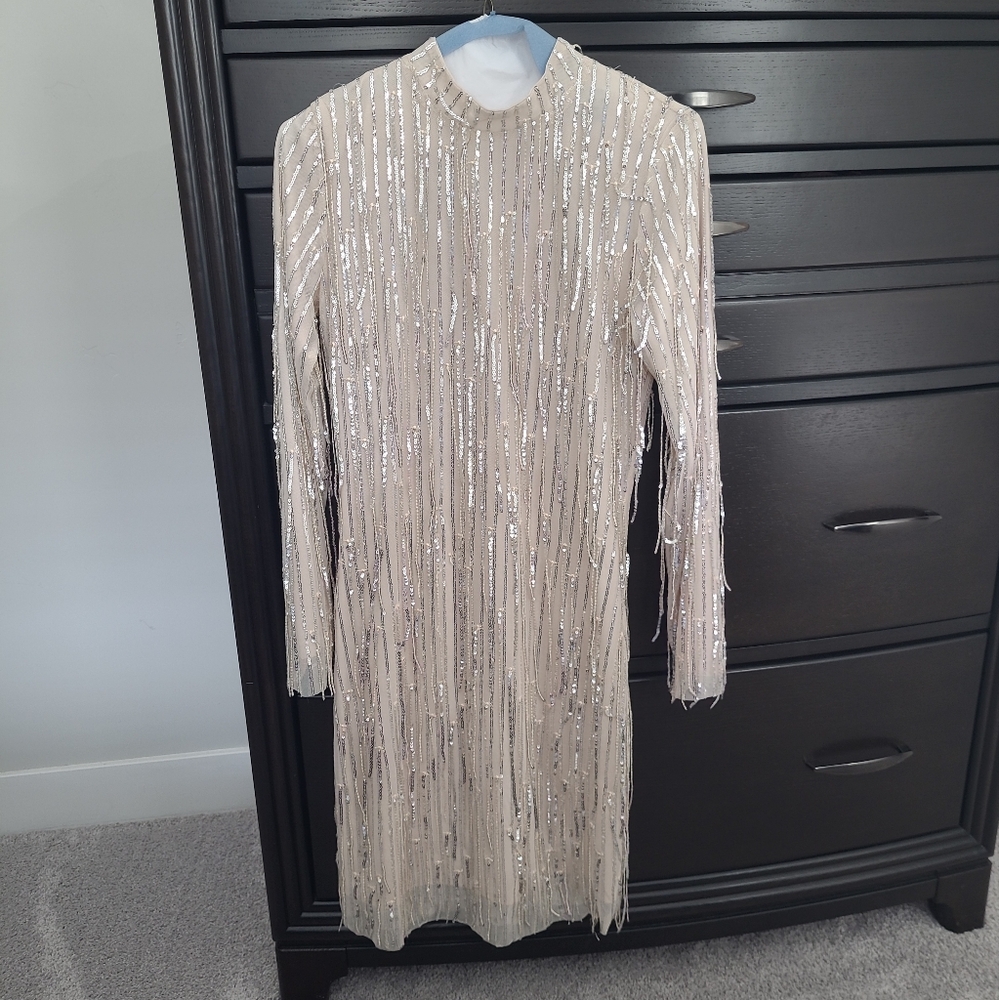 Jessakae Sample Sequin Mesh Tassel Dress